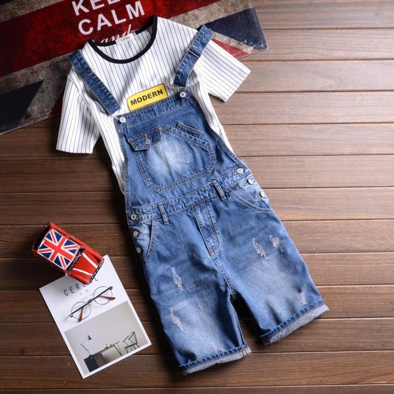 Japanese Style Trendy Men's Denim Overalls Shorts Slim Fit Korean Style Five-Point Pants Youth Couple Denim Jumpsuit Japanese Style Trendy Men's Denim Overalls Shorts Slim Fit Korean Style Five-Point Pants Youth Couple Denim Jumpsuit