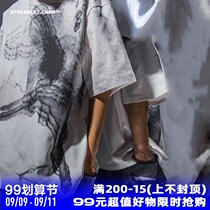 STREAMLET CHEN:OVERSIZE TEE splashing ink direct spray printing process patchwork loose short sleeve t-shirt
