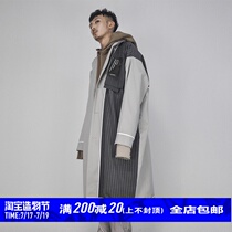 STR:Multiple fabric Windbreaker Multi-mixed material three-dimensional space long windbreaker