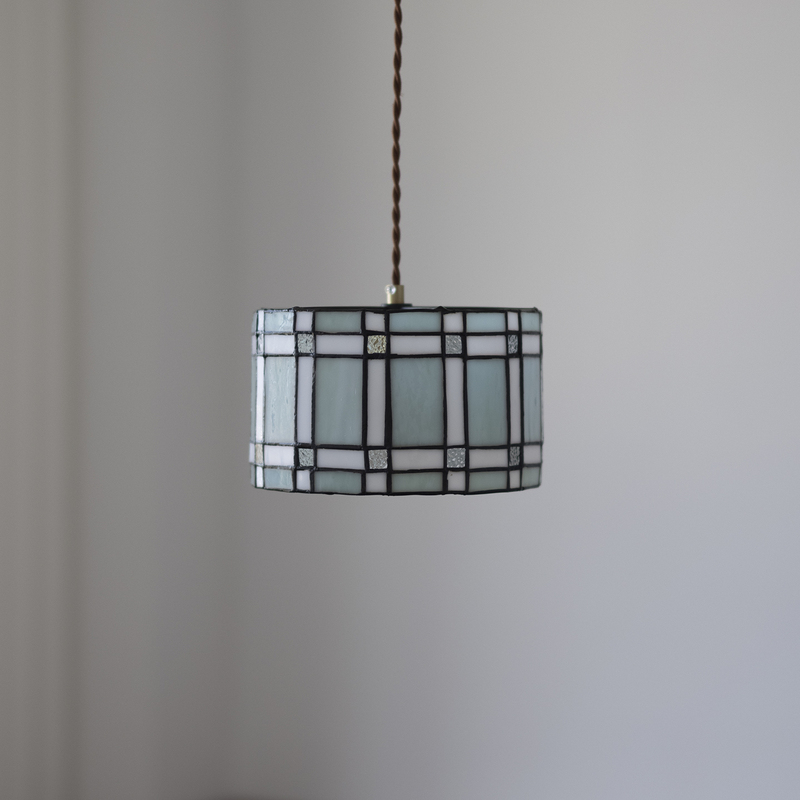 Retro Japanese-Style Blue Glass Chandelier Bar Counter Bedroom Bedside Restaurant B&B Cafe Corridor Brass Ceiling Lamp