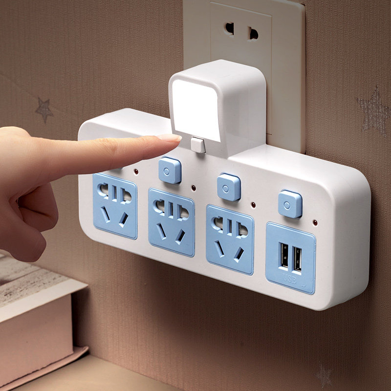 Fair Bull with USB socket Converter Independent Switch Little Night Lights Home One-turn multi-bit jack platoon plugboard