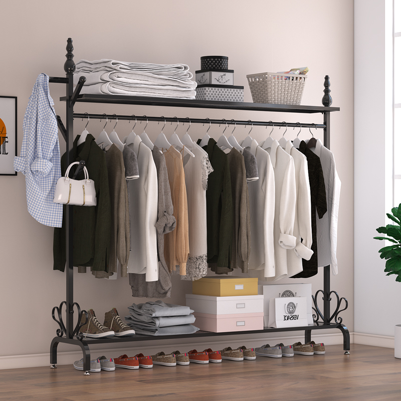 Coat rack Floor-to-ceiling bedroom hanger Household light luxury wrought iron clothes rack Simple modern multi-functional clothes rack