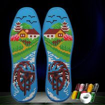 Cross-stitch insoles pure cotton non-fading insoles 2018 new hand-embroidered self-show pure cotton thickened full embroidery