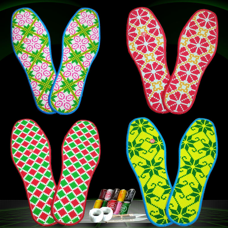 Cross embroidered insole winter male and female self-embroidered sweat warm Xiangxi handmade cotton covered with embroidered needle thread insole