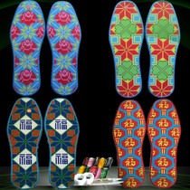 2021 handmade cross-stitch self-embroidered insole Xiangxi cotton geometric printing men and women semi-finished deodorant breathable cotton thread