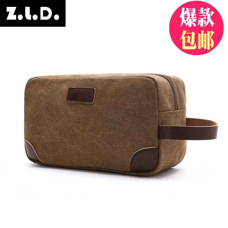 Men's style Canvas Large Capacity temperament Carry-on Bag Casual Multifunction Mobile Phone Zero Money Key Bag-Taobao
