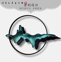 New Chinese-style entrance rockery iron wall wall hanging Home Hotel background wall three-dimensional mountain shadow decoration pendant