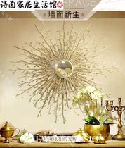 European three-dimensional wrought iron wall decoration creative wall decoration wall hanging Porch restaurant model room sunflower decorative mirror