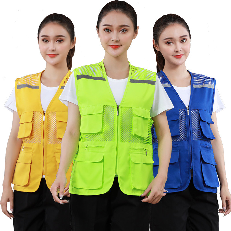 Reflective mesh waistcoat Custom Traffic Safety vest Schergonomers Fluorescent Volunteer Volunteer horse clips to do Indo logo