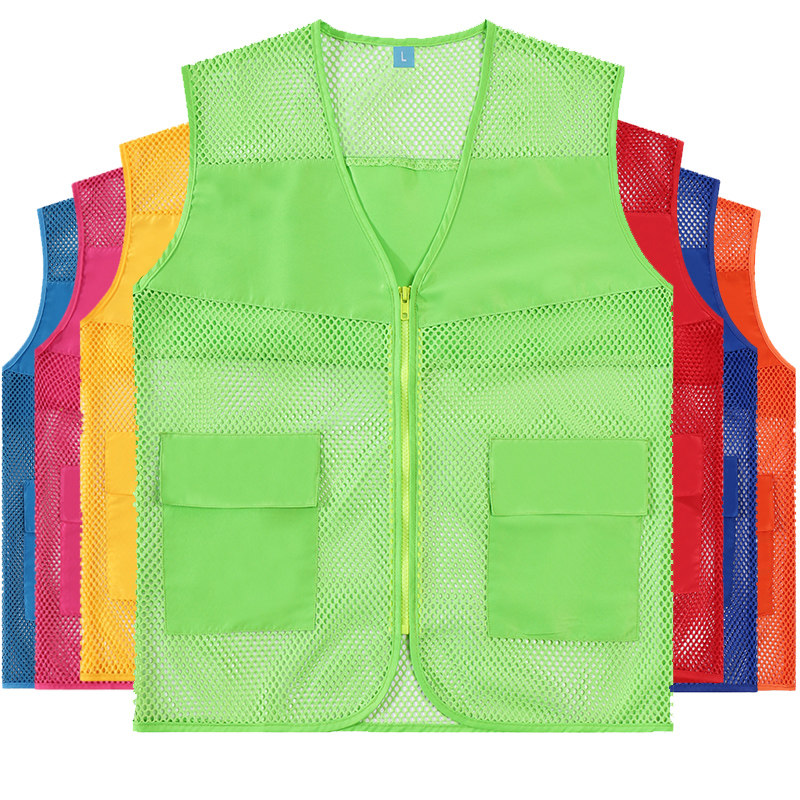 Breathable mesh volunteer vest custom volunteer promotional vest horse clip custom work outdoor clothing printing