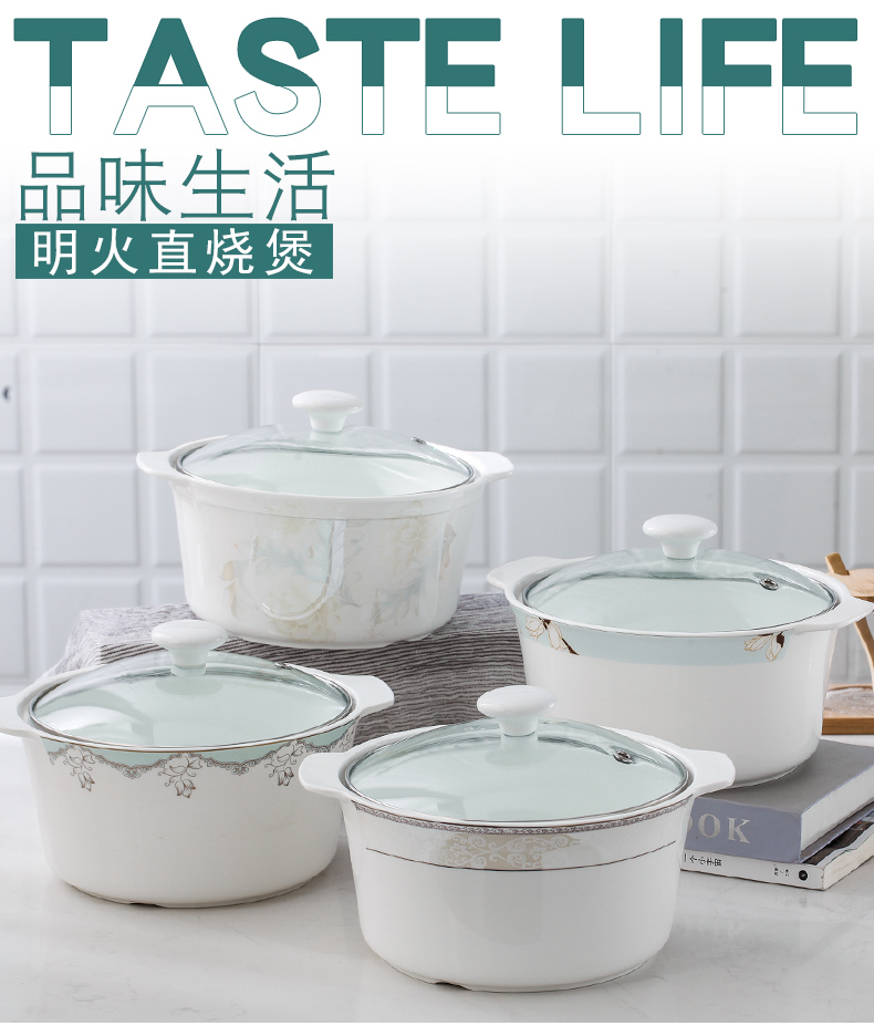 Jingdezhen single loading ceramic tableware continental flame bao contains soup pot round with cover ears against the iron saucepan