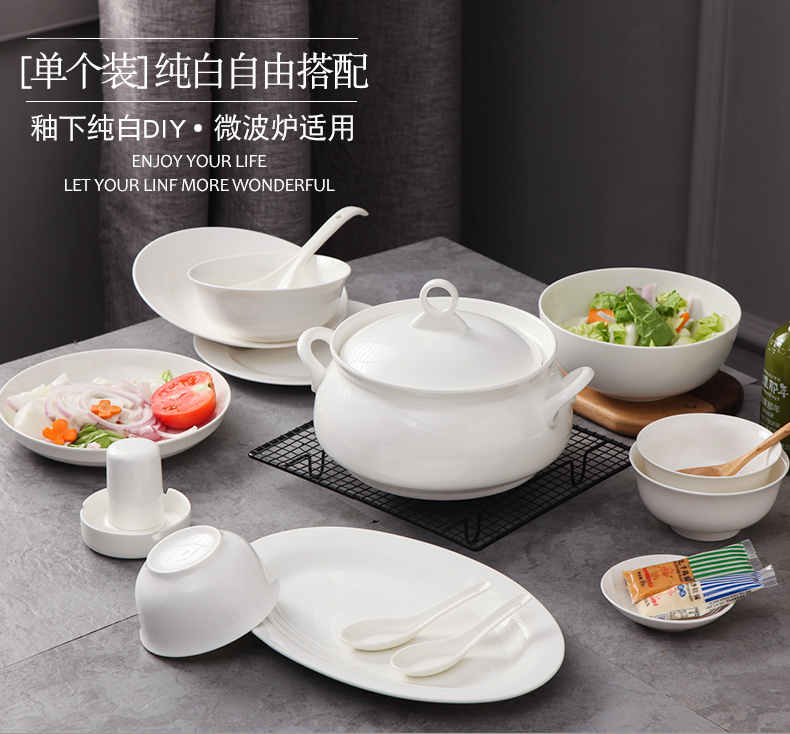 DIY stainless cutlery set free collocation with ceramic bowl dish combination dishes suit rainbow such as bowl soup bowl dish of household