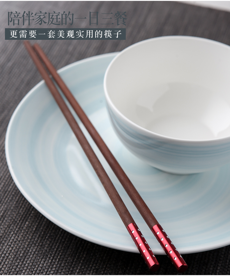 【 10 pairs of pack 】 alloy without lacquer idea for mahogany chopsticks that occupy the home hotel household mahogany chopsticks tableware chopsticks meal