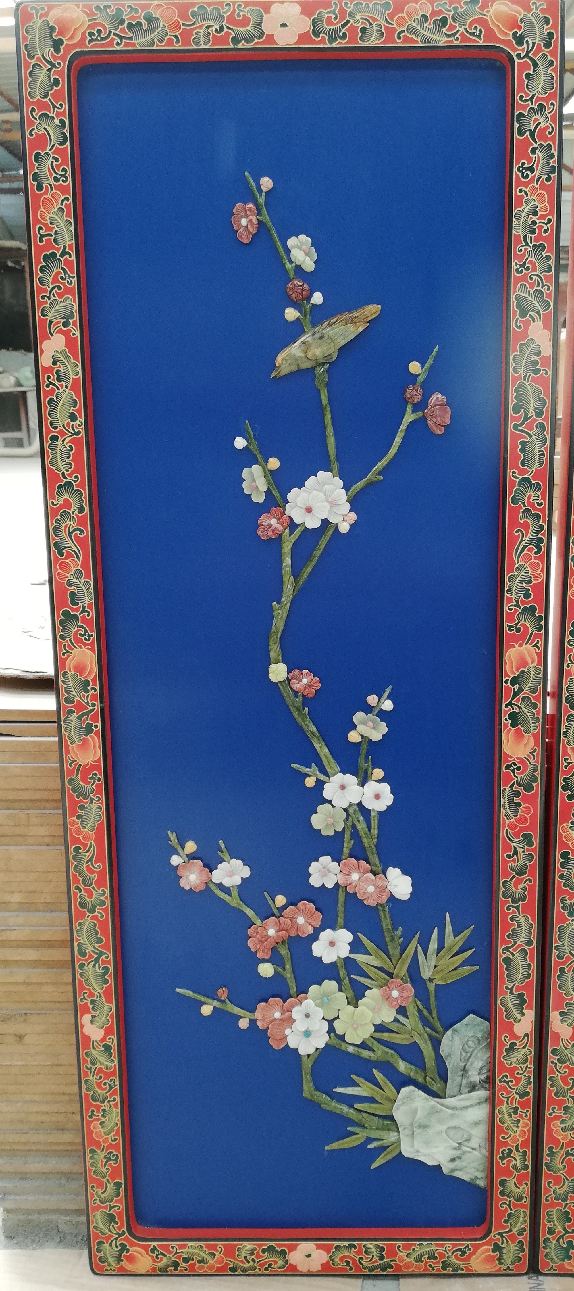 探寻东方美学:漆器家具雕漆填刻实木屏风挂屏梅兰竹菊四扇玉石镶嵌大漆卧室客厅装饰品-挂屏-淘宝百科网