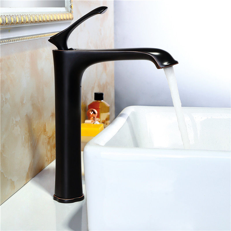 Wenjie Black Terrace Basin Plus High Washbasin Tap Eu Type Face Basin Tap Hot and cold water bath cabinet Closet Dressing Room