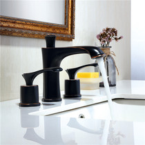 Wenjie European-style split-face basin tap Three sets of bath-room cabinet under-basin three-hole cold and hot water washbasin tap