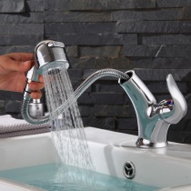 Wenjie Bathroom Pull-out Tap Hot And Cold Face Basin Tap Podium Basin Single Hole Washbasin Table Basin Pumping Pull Tap