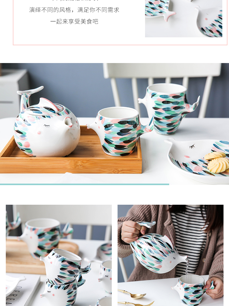 Sichuan island house kiss fish, lovely ceramic teapot hand - made creative dishes keller cup tea set A - 27
