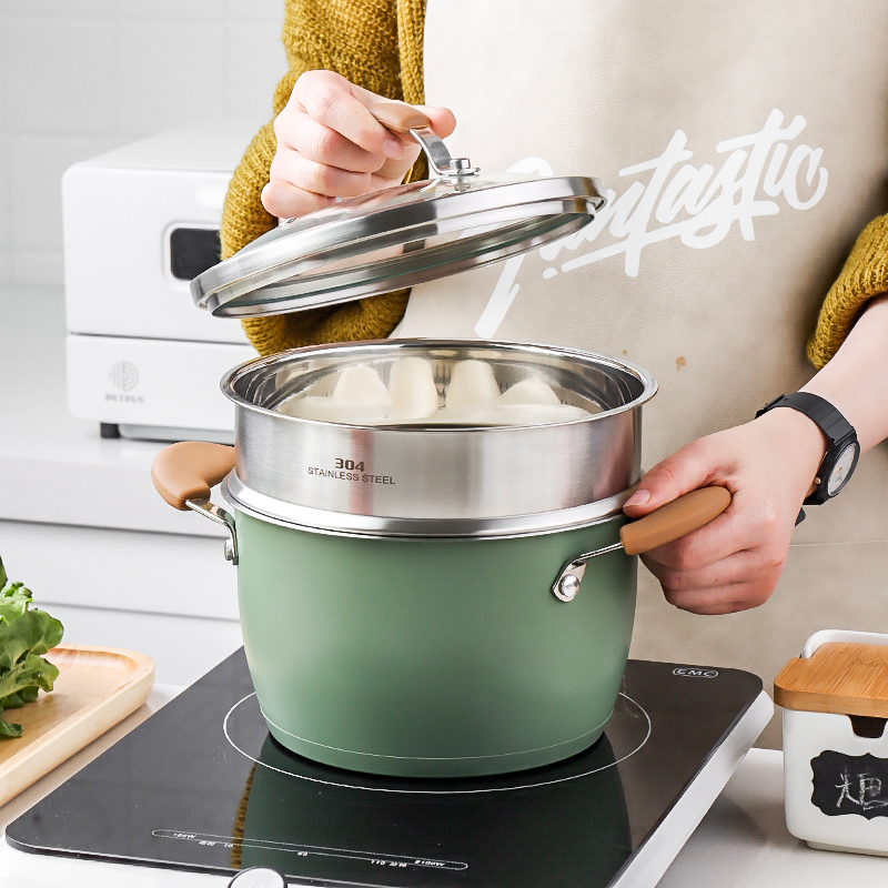 Kawashimaya steamer Home 304 stainless steel small multifunctional gas stove steamer steamer with induction cooker