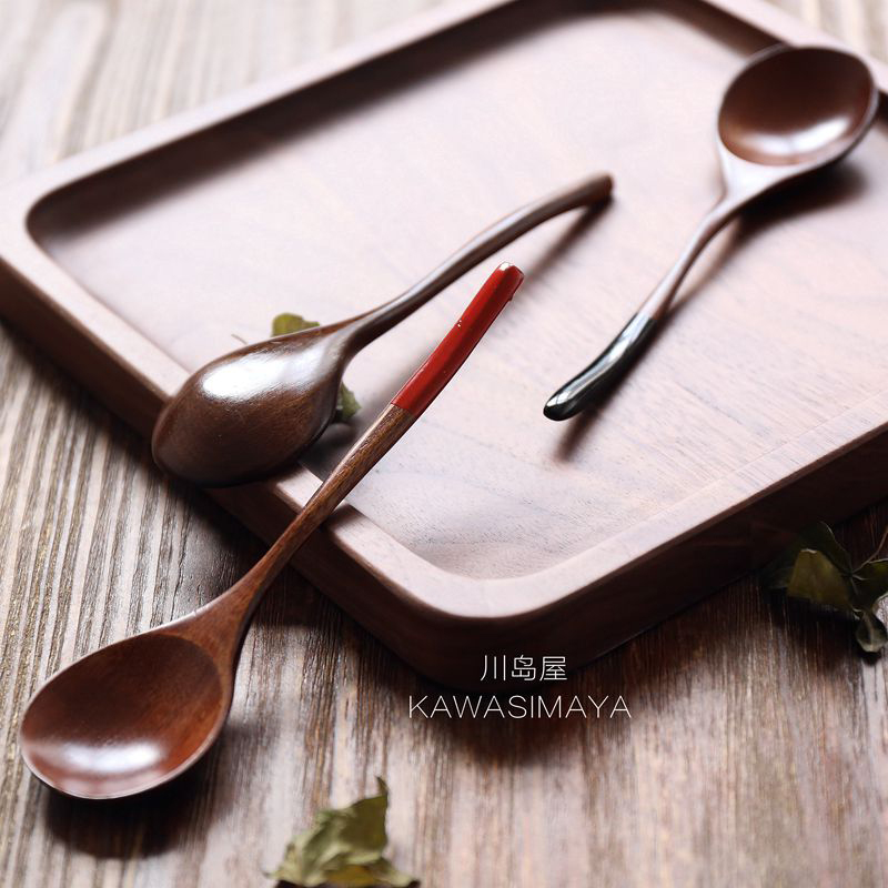 Kawashimaya Japanese Nanmu spoon For eating Long-handled wooden wooden spoon for household soup spoon Porridge porridge spoon