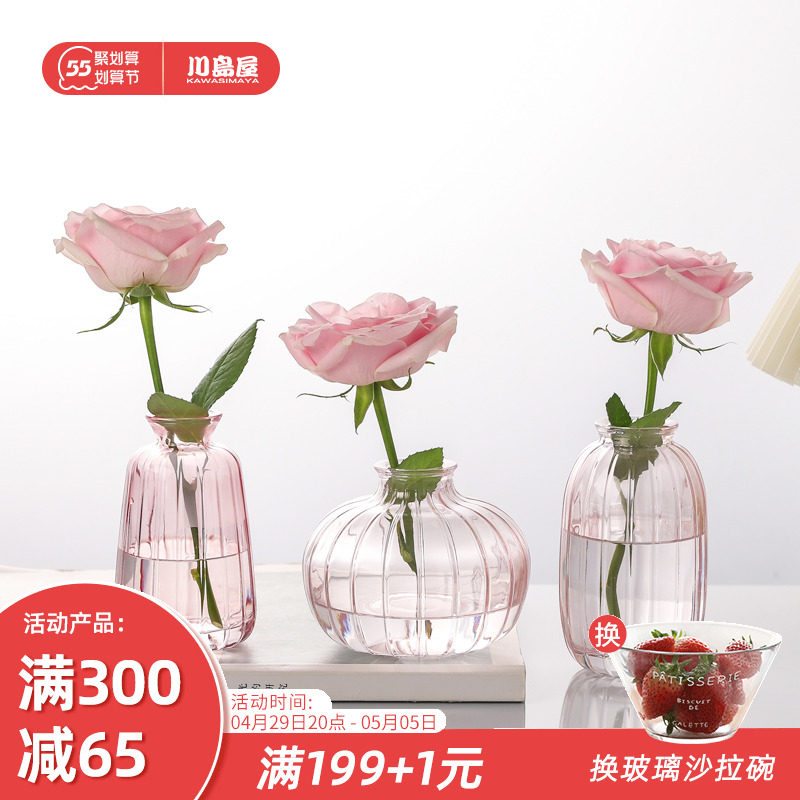 Kawashima House Day style glass small vases transparent ins wind swing pieces Living room Flower Arrangement Ware Hydropemini Dwarfs