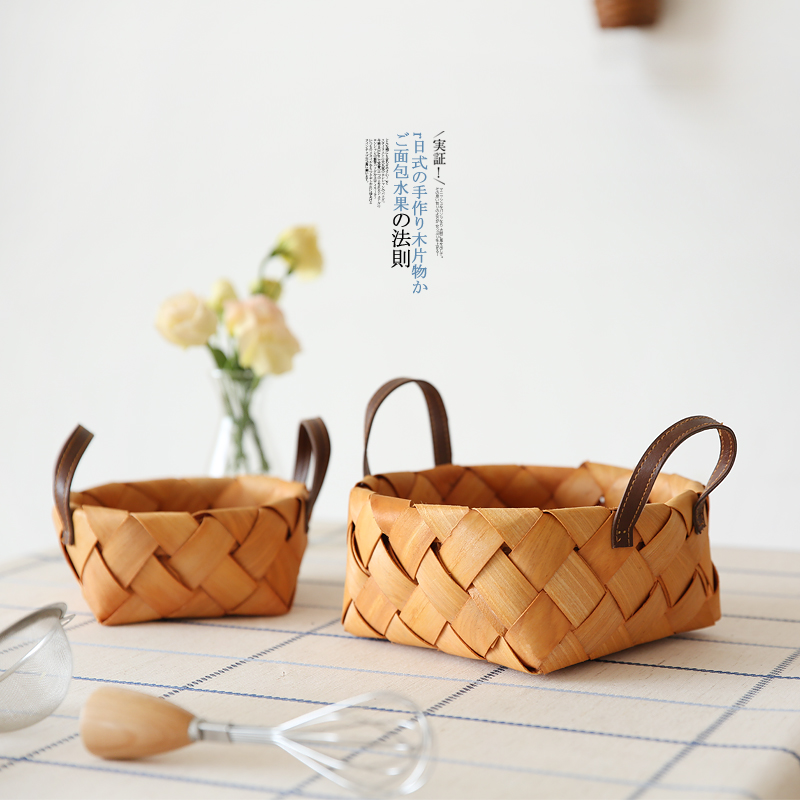 Kawashima House Water fruit basket Vine Woven Basket woven basket Contained Basket bread basket Desktop snacks Picnic Basket Picnic Basket