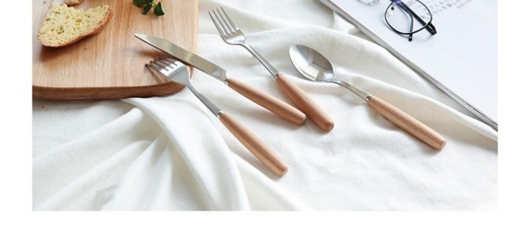 Nhà Kawashima Musashi Elm theo phong cách Nhật Bản Tay cầm bằng thép không gỉ Dao kéo Steak Dao kéo Muỗng Cà phê Thìa S-26 - Đồ ăn tối bộ bát đĩa sứ cao cấp