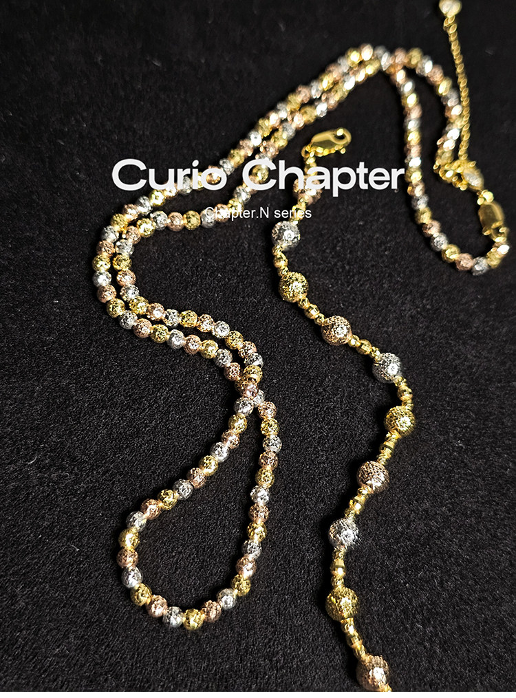 Серебряное ожерелье curio chapter三色车花球项链925银意大利工艺轻奢小众时尚高级