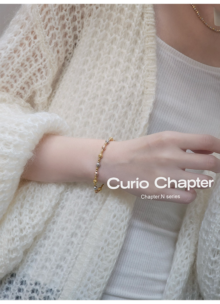 Серебряное ожерелье curio chapter三色车花球项链925银意大利工艺轻奢小众时尚高级