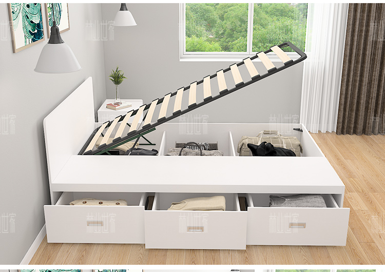 giường hiện đại đơn vị lưu trữ hộp ngăn kéo đơn giản giường không khí 1,5 mét xả áp lực xương kết hợp một chiếc giường nhỏ 1,8 m - Giường giường liền tủ