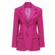 V-neck shows white love~2022 new retro rose pink waist niche jacket suit commuting female dragon fruit color