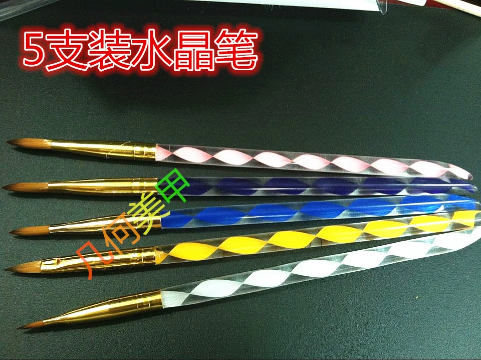 5 bút pha lê lông chồn, dụng cụ làm móng, đồ dùng cho bút khắc và sơn, nghệ thuật làm móng đặc biệt, vít acrylic - Công cụ Nail