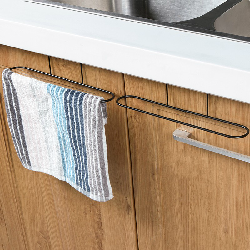 Creative Free Punch Door Back Type Wall-mounted Hair Towel Rack Kitchen Overall Cabinet Door Rag Rack Bathroom Hook hanger multifunction