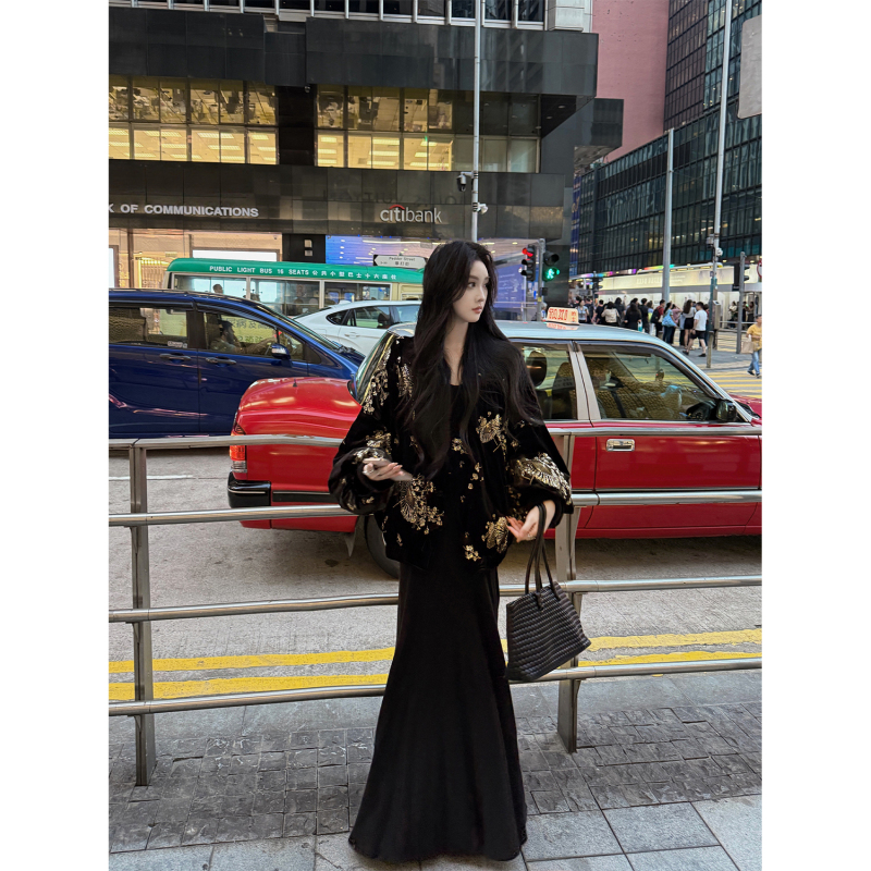 Youwei Winter Coat for Women 2026, Very Beautiful down Jacket, Black Velvet Short Style, New Chinese Style Women's Clothing