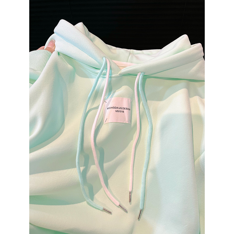 Mint Green Thickened Hooded Sweatshirt for Women, Autumn and Winter Loose Korean Style Student Ins Super Popular Fleece-Lined Oversize Jacket