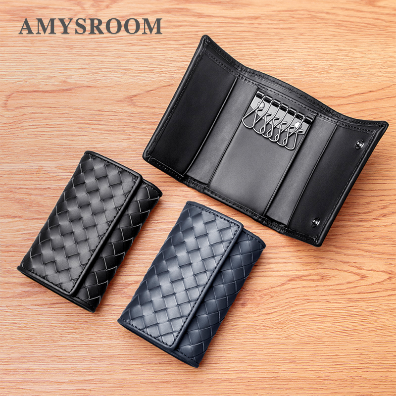 Key Bag Men Genuine Leather Large Capacity Handwoven Car Key Card Bag Two-in-one Lady Multifunction Key Bag
