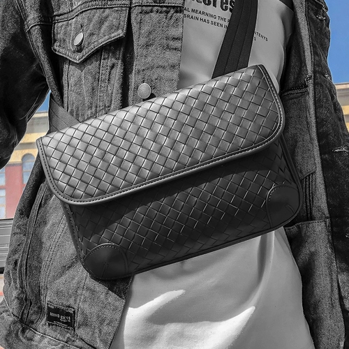 Нагрудная сумка, плетеная вместительная и большая универсальная сумка для телефона, сумка на одно плечо, из натуральной кожи