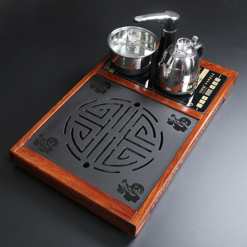 Flower wood tea plate set automatic one with electromagnetic stone tea table Kung fu tea set minimal household small mark