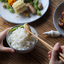 Everyone is happy) Ceramic daily household rice bowls spoons and plates series set for one person Japanese tableware light retro