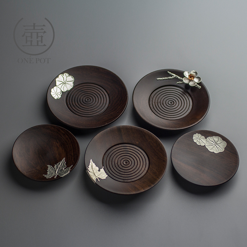 Ebony solid wood tea mat coaster Tea cup mat Tea ceremony Kung Fu tea cup holder Tea holder combination Japanese mat Tea set accessories