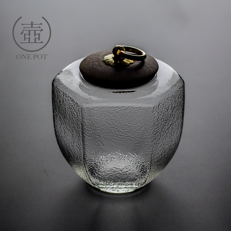 Japanese Hammered glass tea jar Hand sealed jar Small tea jar Portable Pu'er jar Transparent tea jar