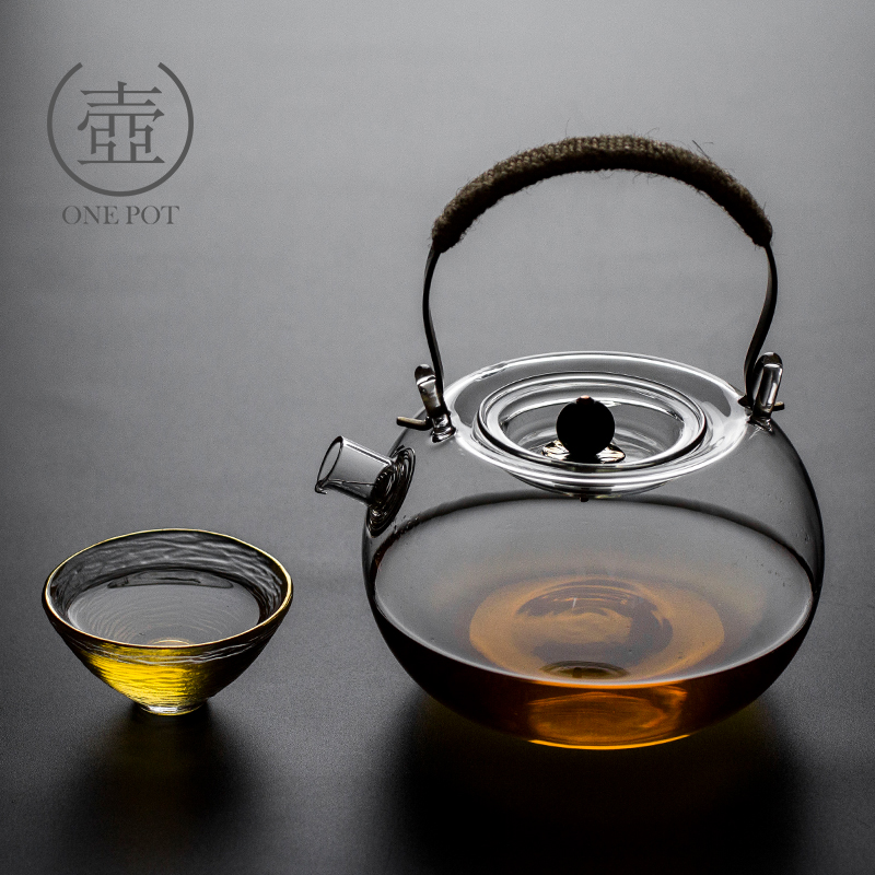 Glass kettle Boiling water beam kettle thickened high temperature tea glass tea set Filter flower tea pot Large tea pot