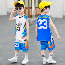Childrens quick-drying suit Boys vest shorts sports two-piece basketball suit 2021 summer new childrens clothing