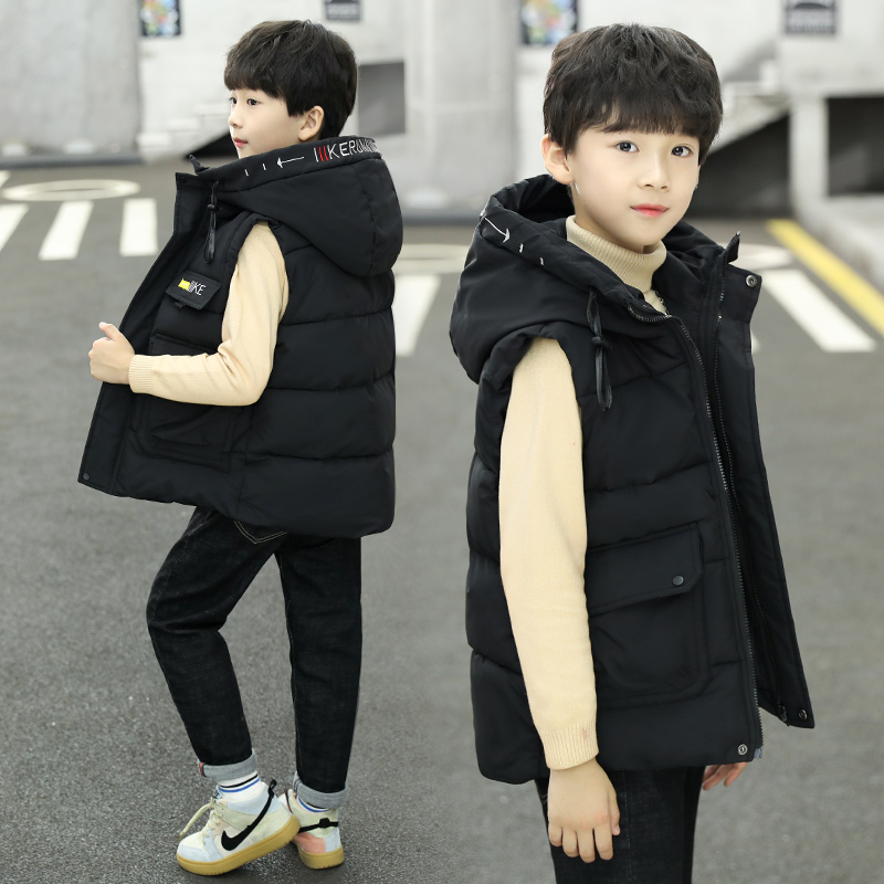 Children's suit Boy's Mark 2022 new autumn and winter cotton vest in the big boy Yang Pi shoulder thicker coat