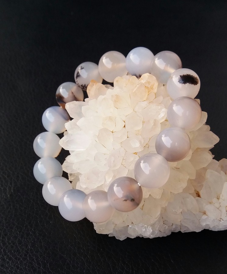 Bán buôn Vòng đeo tay mã não tự nhiên Đại dương Vòng đeo tay Chalcedony Dương Hoa cỏ Agate Vòng tròn đơn Vòng tay Cặp đôi vòng tay gỗ trầm hương