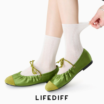 White Socks for Women, Hollow Mesh Breathable Mid-Calf Socks, Seamless Summer Solid Color Slouch Socks, Thin Spring and Summer Long Socks