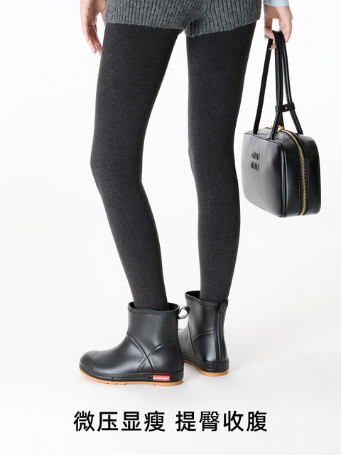 Vertical Striped Thermal Leggings for Women, Suitable for Autumn and Winter, Slimming, Dark Gray, Non-Slip, with Thin Fleece Lining