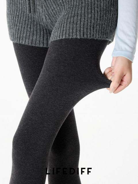 Vertical Striped Thermal Leggings for Women, Suitable for Autumn and Winter, Slimming, Dark Gray, Non-Slip, with Thin Fleece Lining