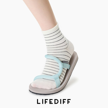 Simple Sports Striped White Summer Short Socks, Seamless Low-Cut Thin Cotton Socks for Women, Spring and Summer Style, Sweat-Absorbent