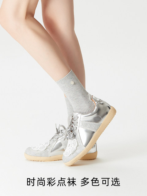 Button Accessories, Colorful Dotted Yarn Mid-Calf Socks, Autumn and Winter Japanese-Style Beige Vertical Stripe Cotton Socks, Spring and Autumn Socks for Women to Pair with Small Leather Shoes